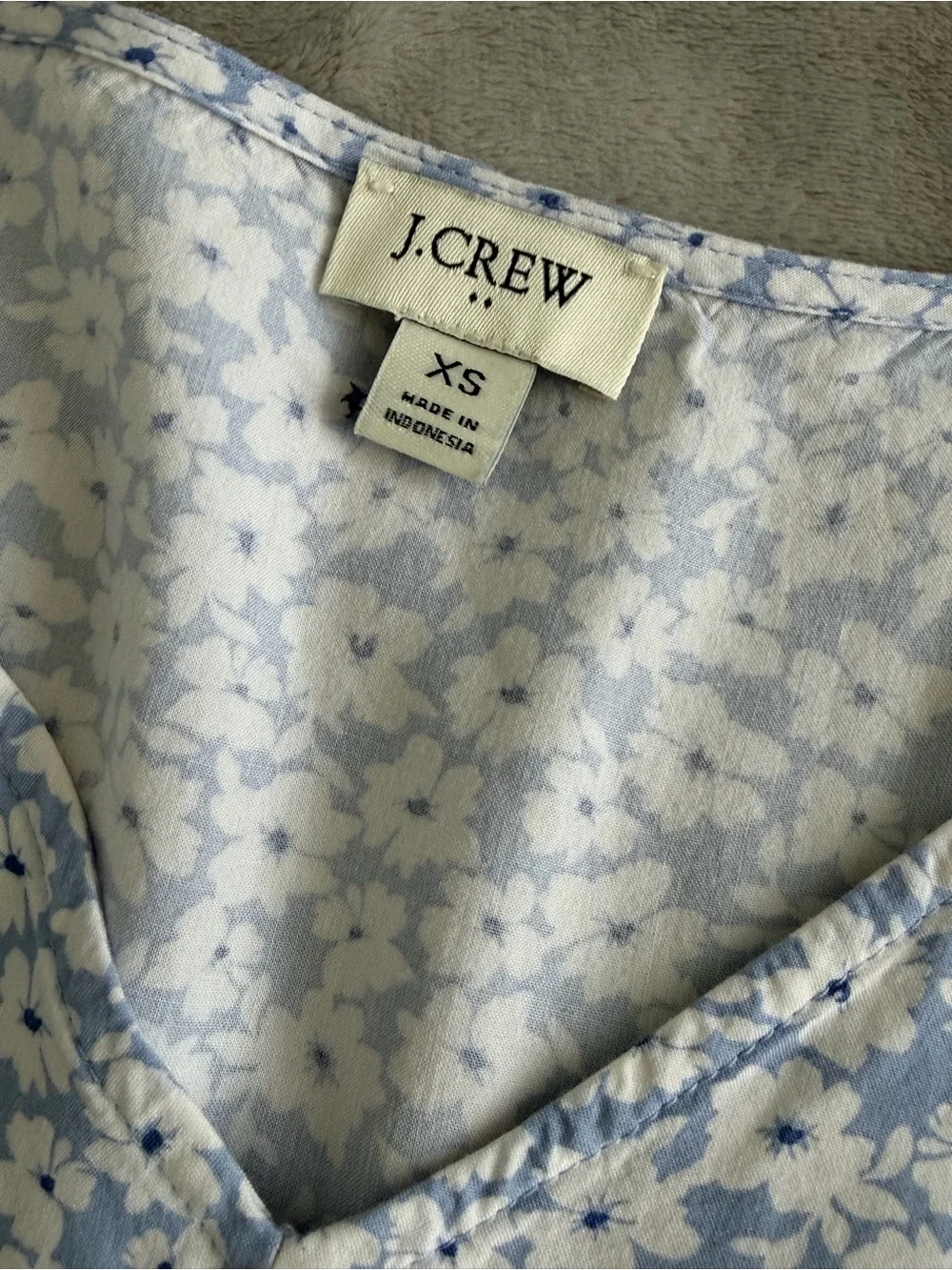 J. Crew Light Blue Floral Tiered V-Neck Dress
